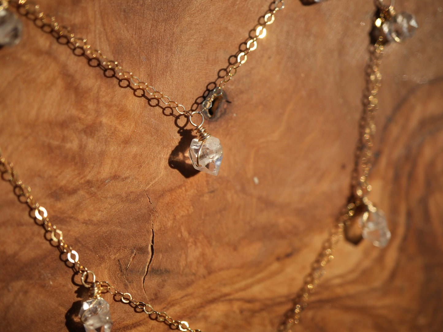 Gold Filled Herkimer Diamond Raindrop Necklace || Mother's Day Gift || 14K Gold Filled Wire Wrapped Necklace || Raw Diamond Necklace || Boho