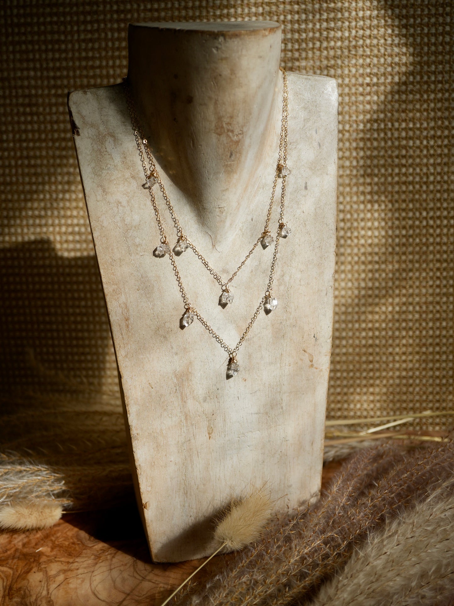 Gold Filled Herkimer Diamond Raindrop Necklace || Mother's Day Gift || 14K Gold Filled Wire Wrapped Necklace || Raw Diamond Necklace || Boho