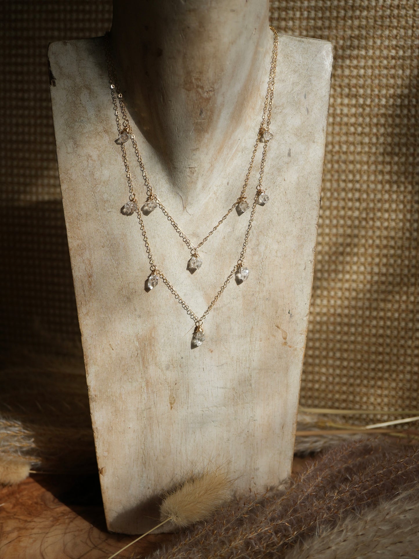 Gold Filled Herkimer Diamond Raindrop Necklace || Mother's Day Gift || 14K Gold Filled Wire Wrapped Necklace || Raw Diamond Necklace || Boho