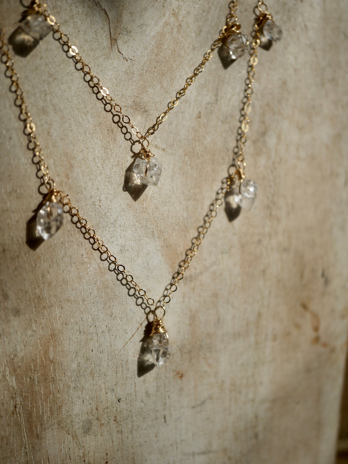 Gold Filled Herkimer Diamond Raindrop Necklace || Mother's Day Gift || 14K Gold Filled Wire Wrapped Necklace || Raw Diamond Necklace || Boho