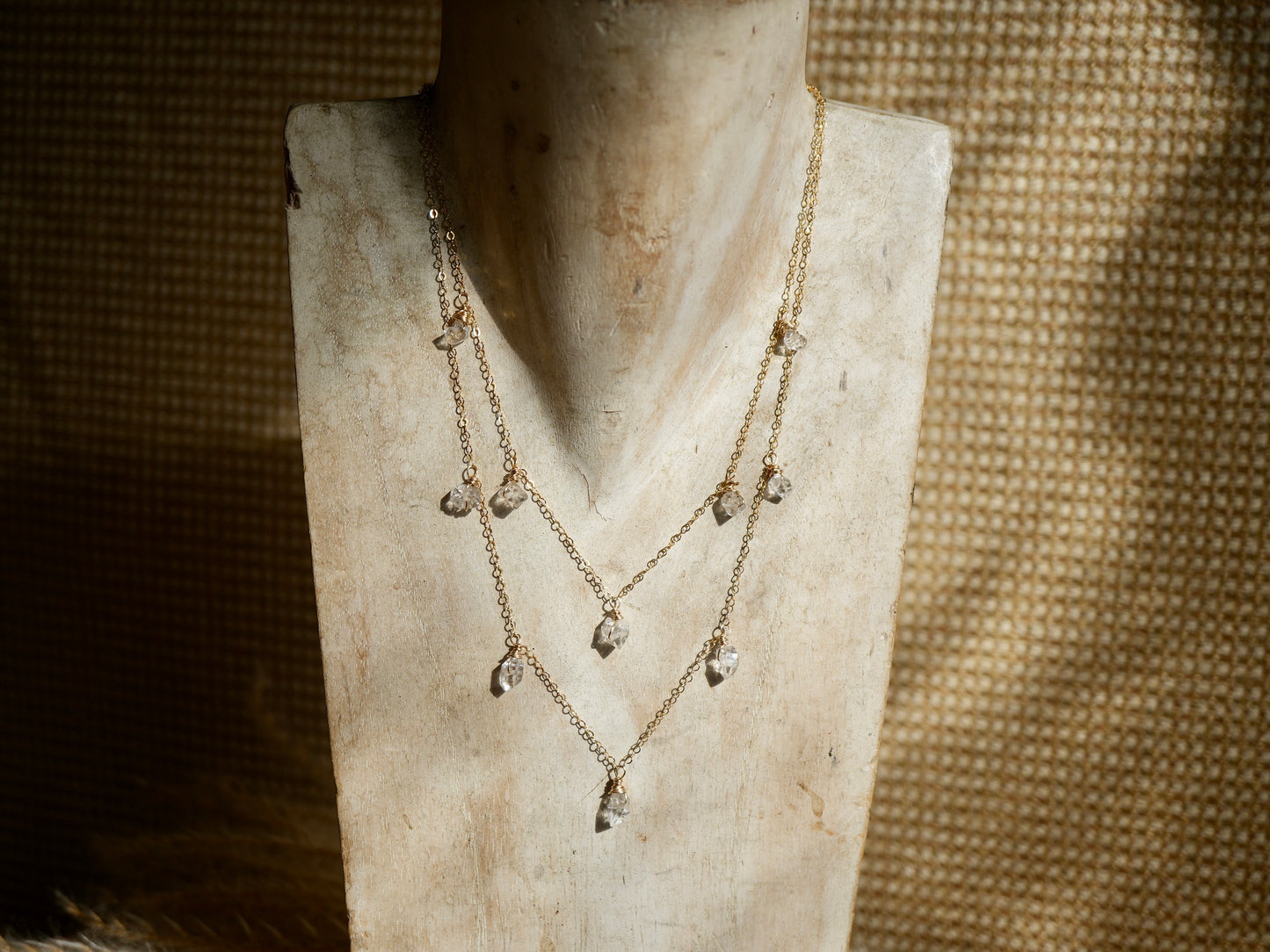 Gold Filled Herkimer Diamond Raindrop Necklace || Mother's Day Gift || 14K Gold Filled Wire Wrapped Necklace || Raw Diamond Necklace || Boho