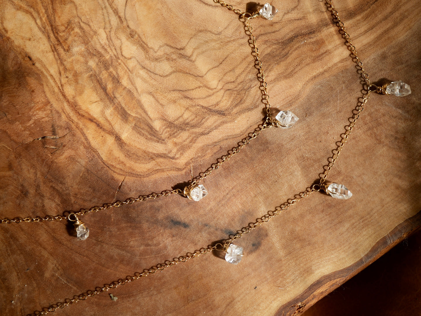 Gold Filled Herkimer Diamond Raindrop Necklace || Mother's Day Gift || 14K Gold Filled Wire Wrapped Necklace || Raw Diamond Necklace || Boho