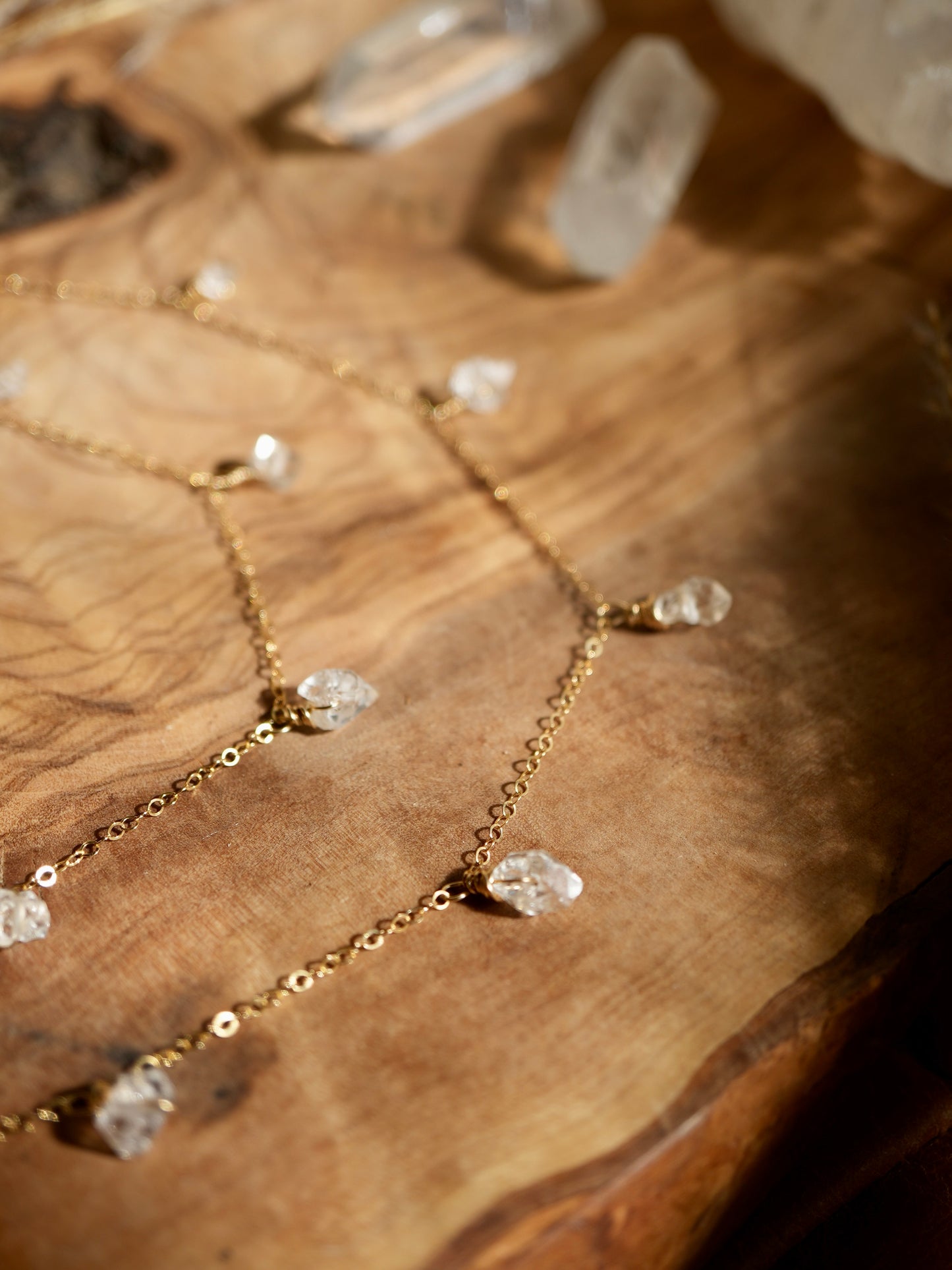 Gold Filled Herkimer Diamond Raindrop Necklace || Mother's Day Gift || 14K Gold Filled Wire Wrapped Necklace || Raw Diamond Necklace || Boho