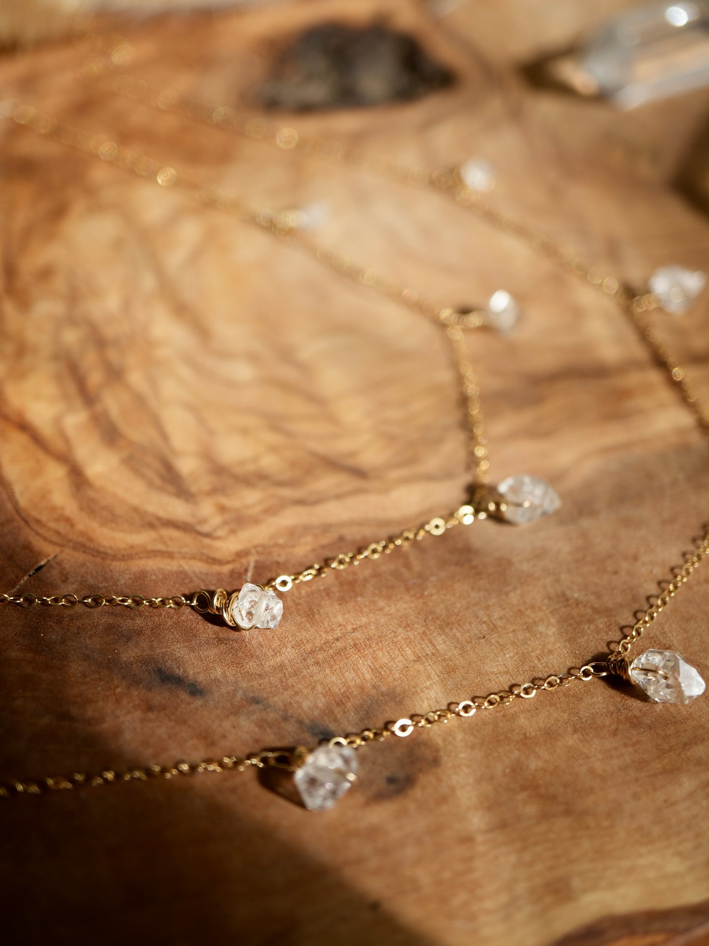 Gold Filled Herkimer Diamond Raindrop Necklace || Mother's Day Gift || 14K Gold Filled Wire Wrapped Necklace || Raw Diamond Necklace || Boho
