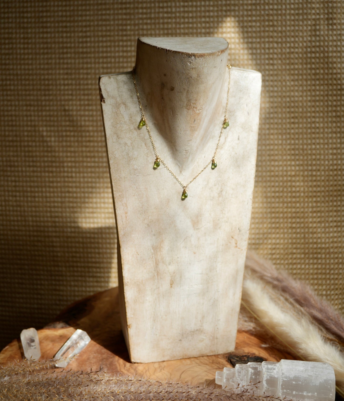 August Birthstone Necklace || Peridot Raindrop Necklace ||