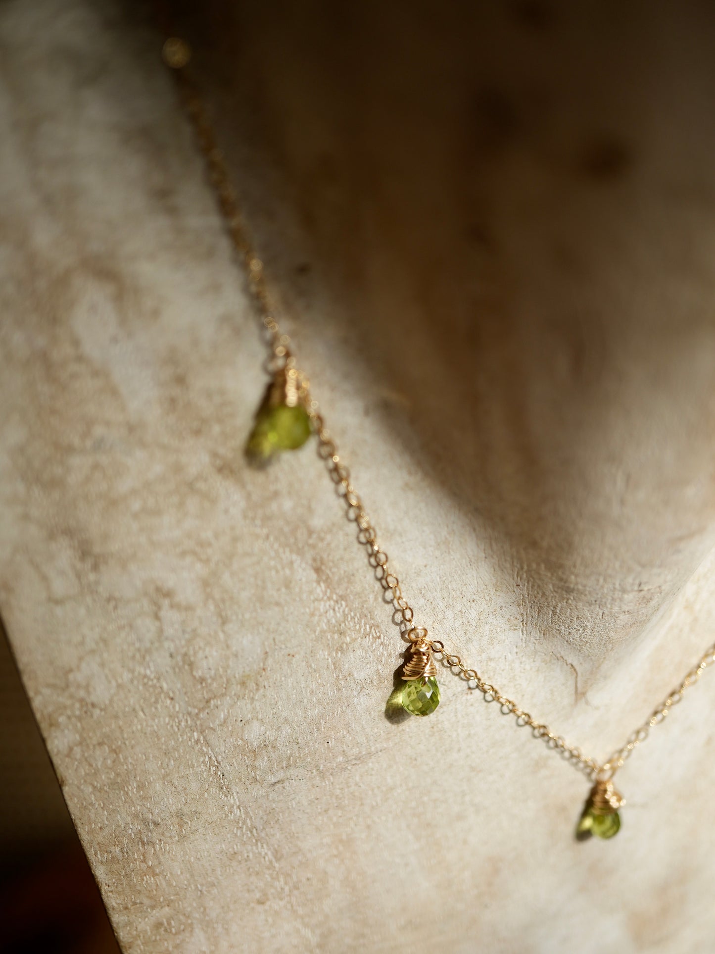 August Birthstone Necklace || Peridot Raindrop Necklace ||