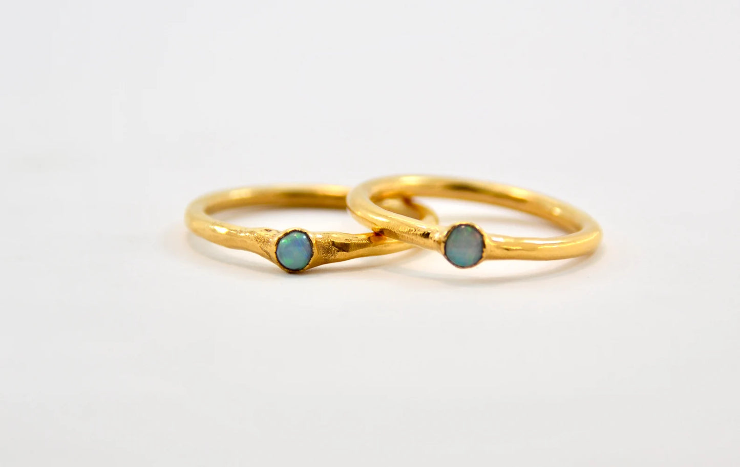 Flashy Gold Opal Minimalist Ring | October Birthstone Ring |