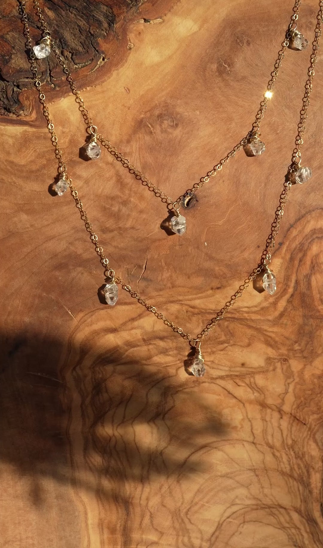 Herkimer Diamond Necklace Rose Gold Filled