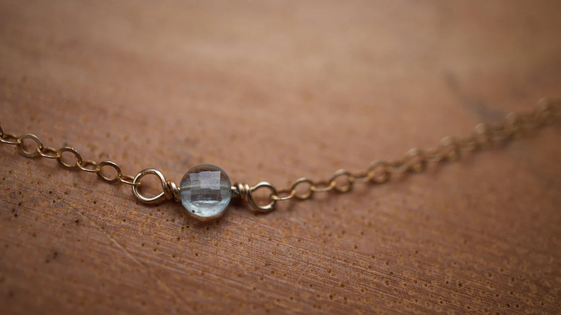 Gold Filled Blue Apatite Duster Necklace || Dainty Everyday Necklace