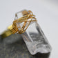 Adjustable Clear Quartz Crystal Brass Wire Wrapped Ring || April Birthstone