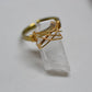 Adjustable Clear Quartz Crystal Brass Wire Wrapped Ring || April Birthstone