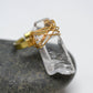 Adjustable Clear Quartz Crystal Brass Wire Wrapped Ring || April Birthstone