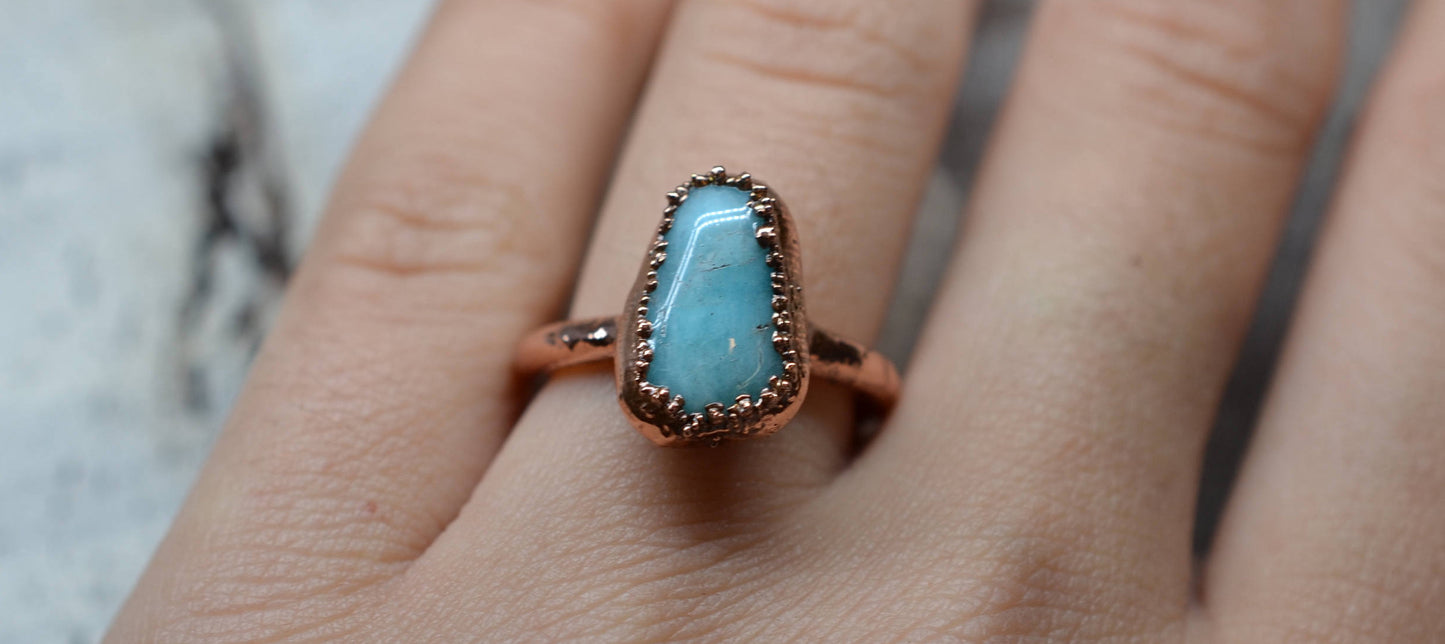 Copper Blue Amazonite Ring