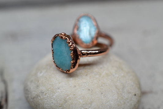 Copper Blue Amazonite Ring