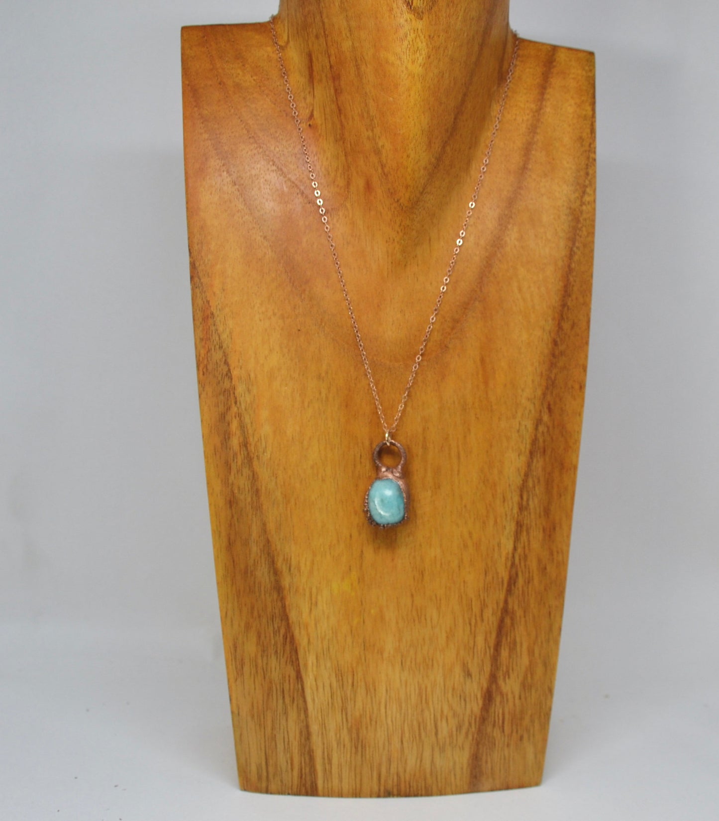 Copper Blue Amazonite Necklace || Copper & 14K Rose Gold Necklace