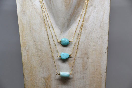 Gold Amazonite Necklace| 14k Gold Filled
