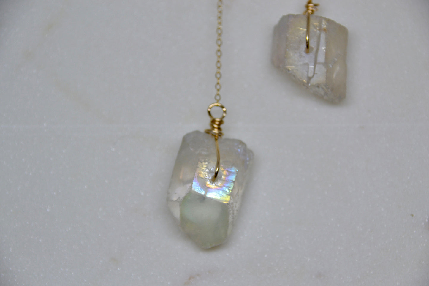 Statement Angel Aura Quartz Collar Drop Necklace