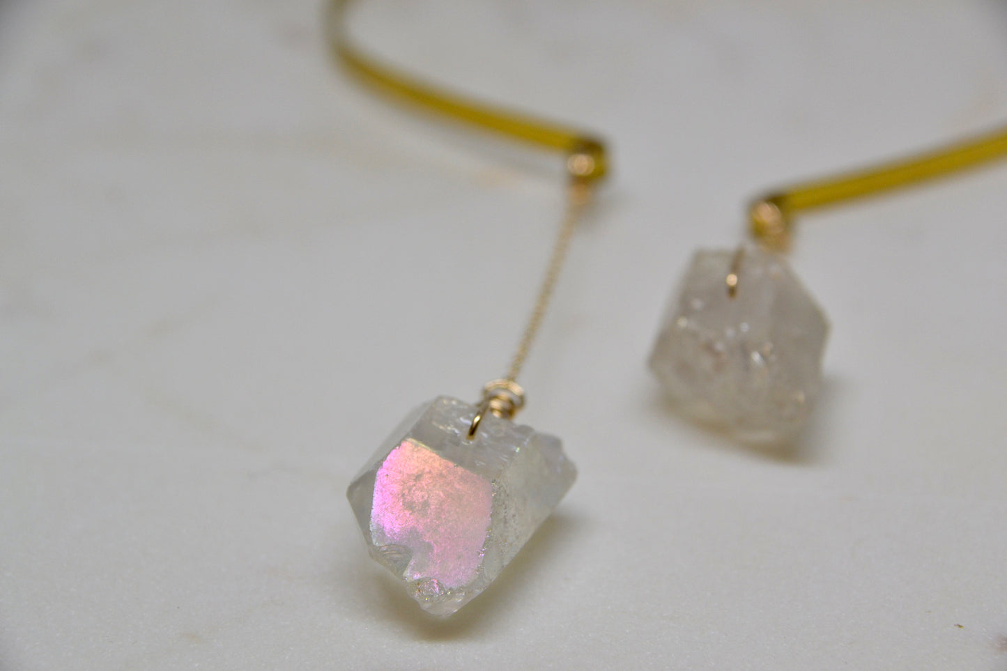 Statement Angel Aura Quartz Collar Drop Necklace