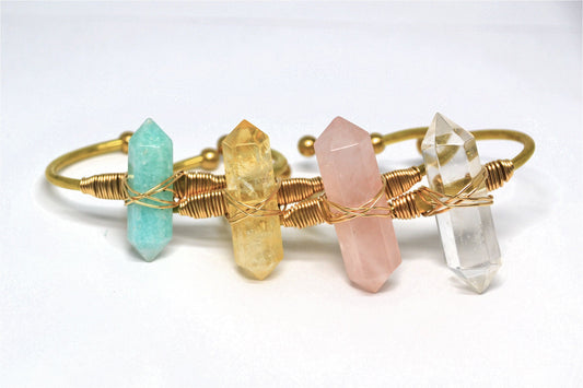 Wire Wrapped Crystal Cuff Bracelet