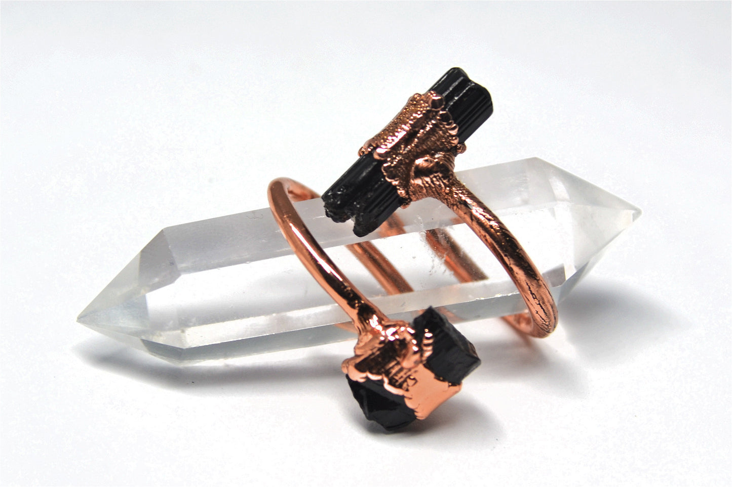 Raw Black Tourmaline Ring | Raw Tourmaline Ring | Electroformed Copper Ring
