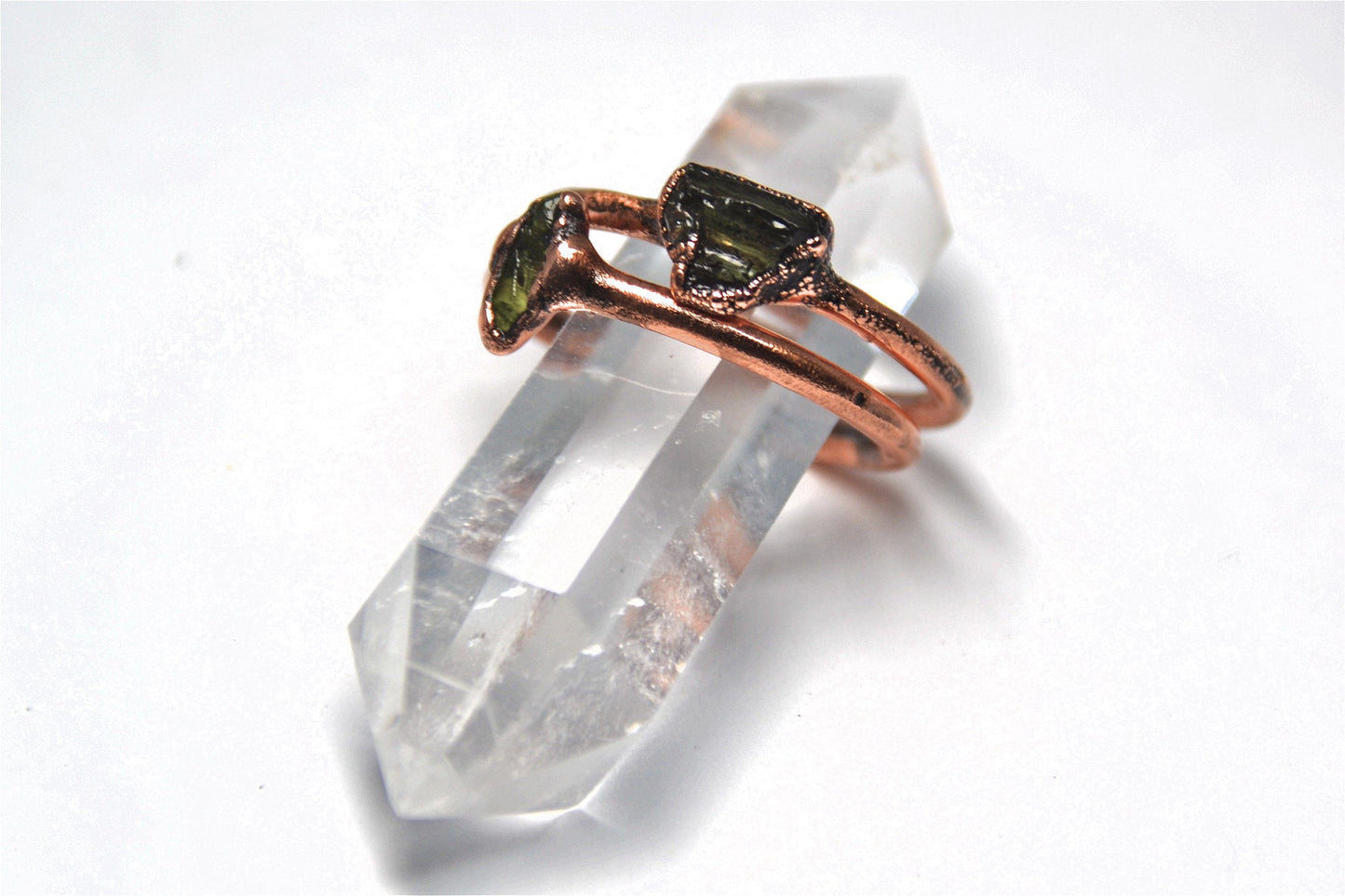 Raw Green Tourmaline Ring | Raw Tourmaline Ring | Stacking Ring |