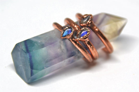 Dainty Teardrop Moonstone Ring Copper || June Birthstone
