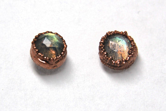 Faceted Labradorite Studs Copper