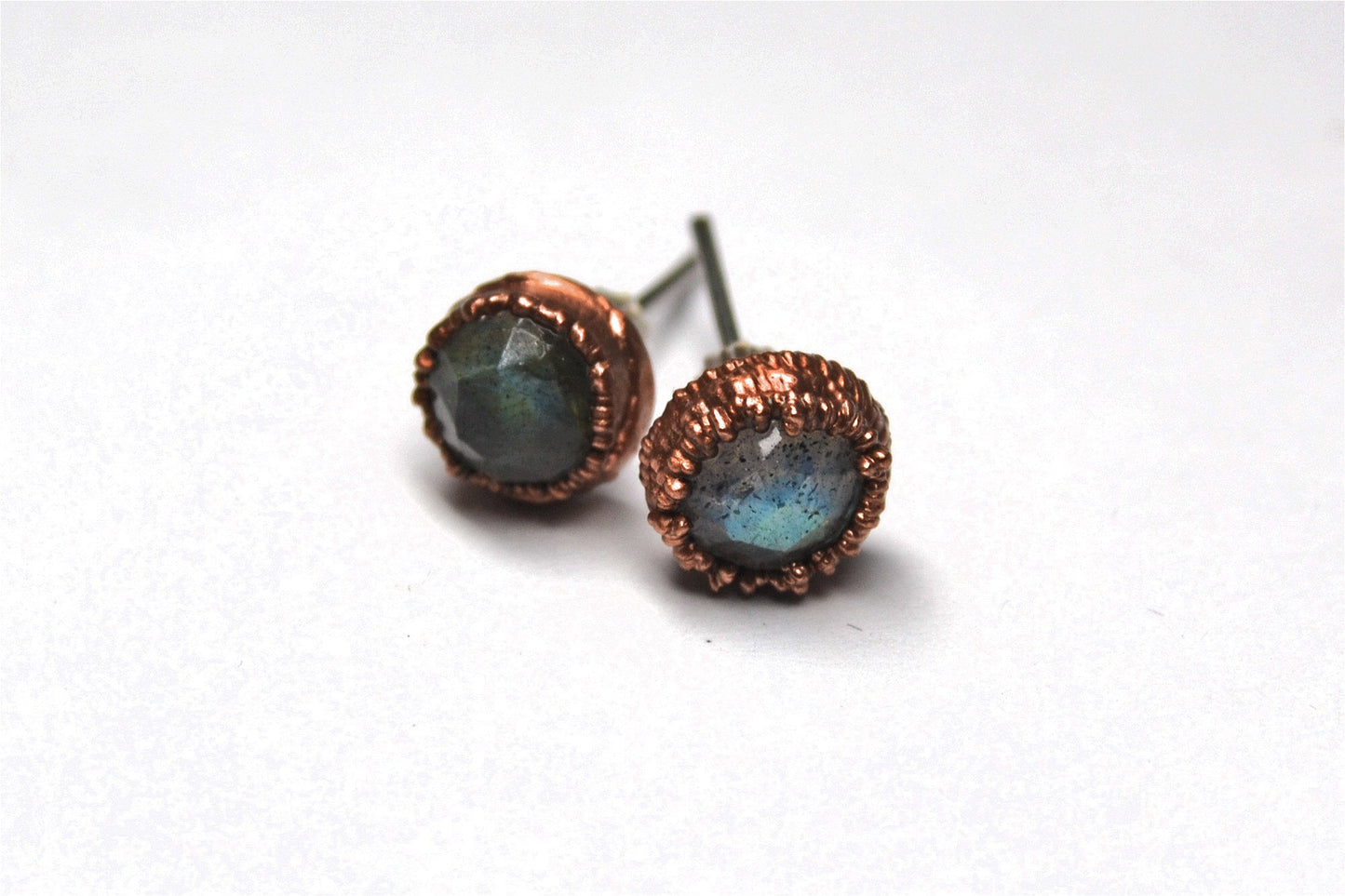 Faceted Labradorite Studs Copper