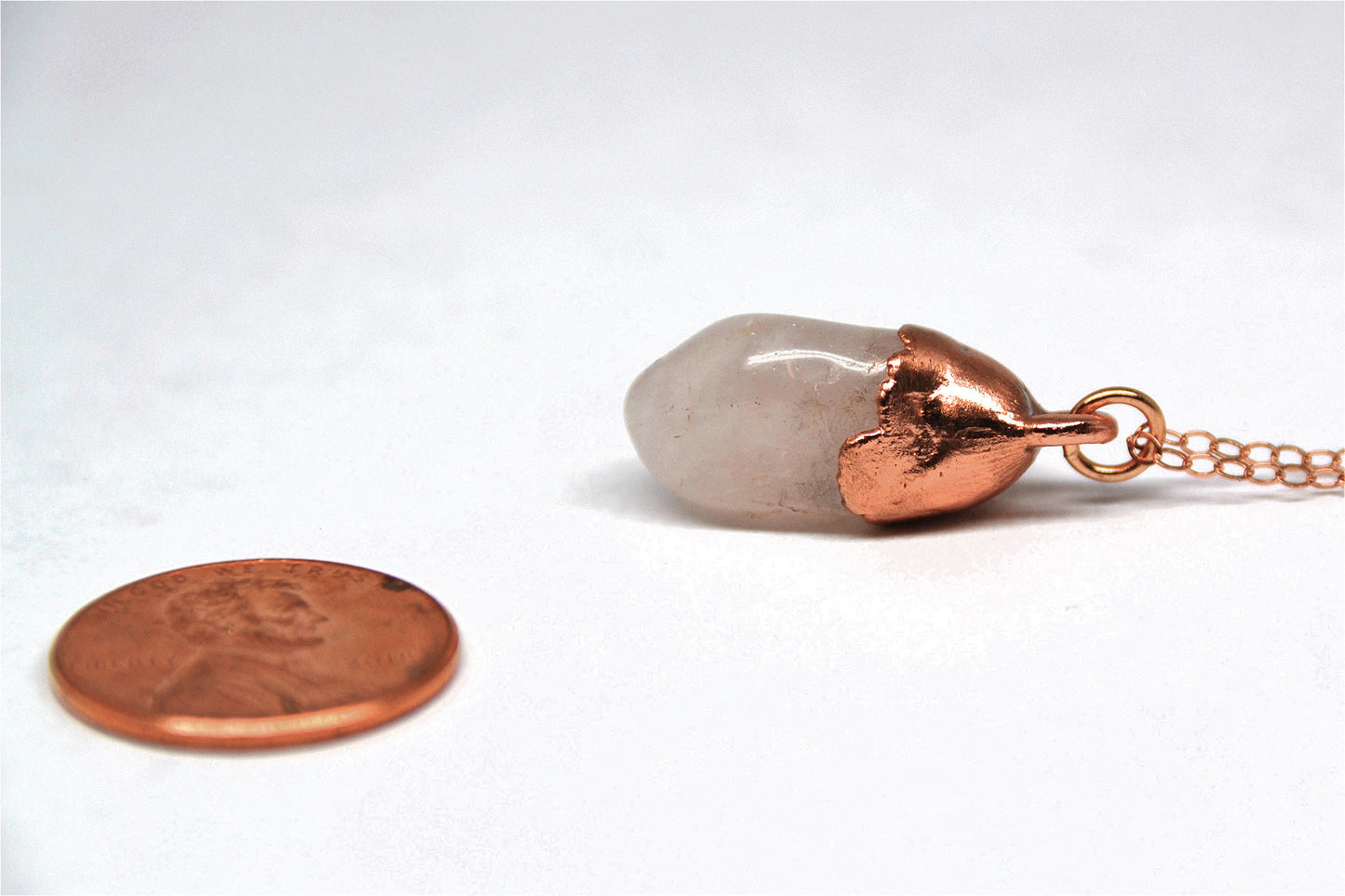 Rose Quartz Necklace Copper & 14K Rose Gold | Love Stone