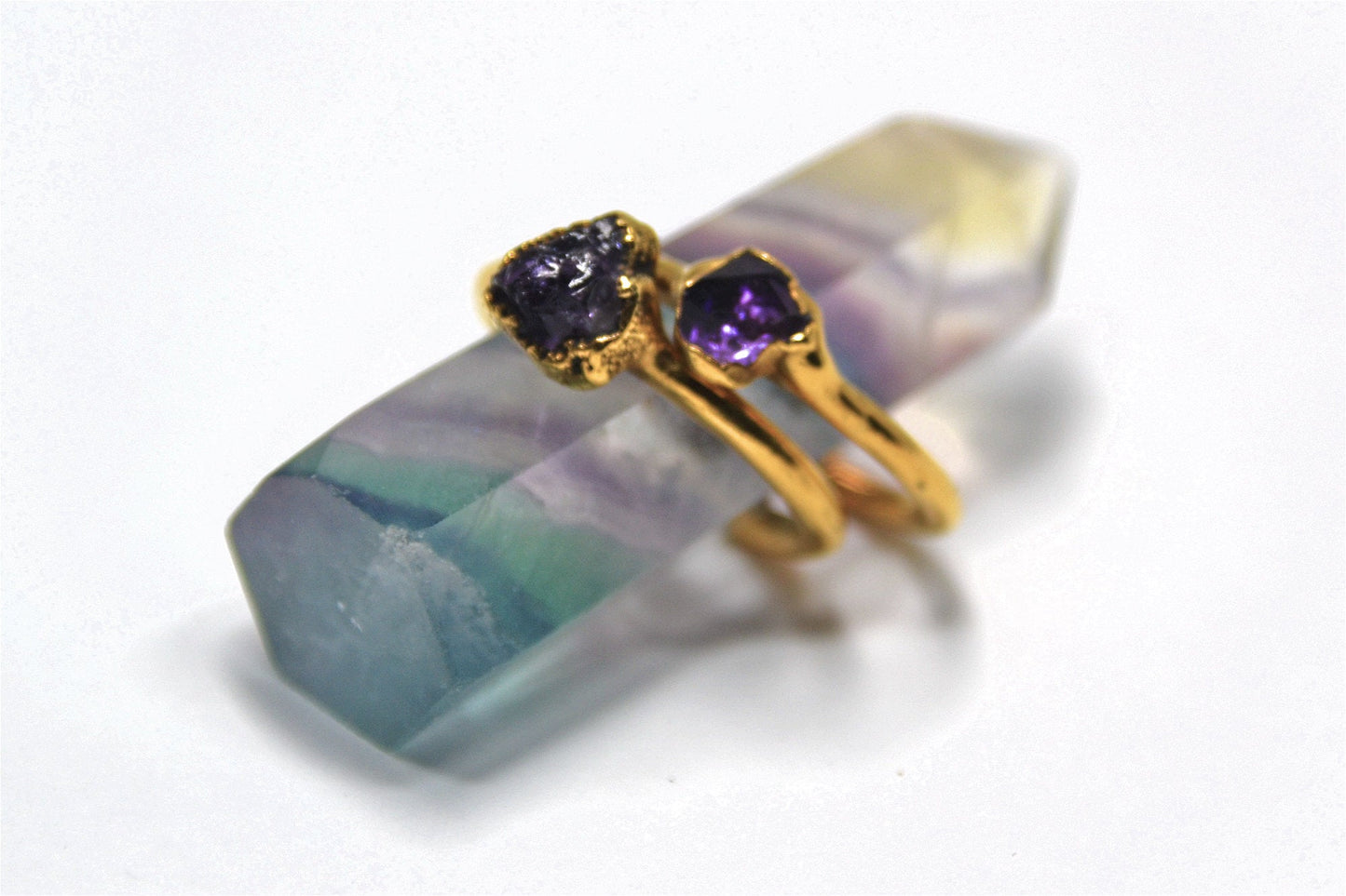 Gold Raw Amethyst Ring | February Birthstone |