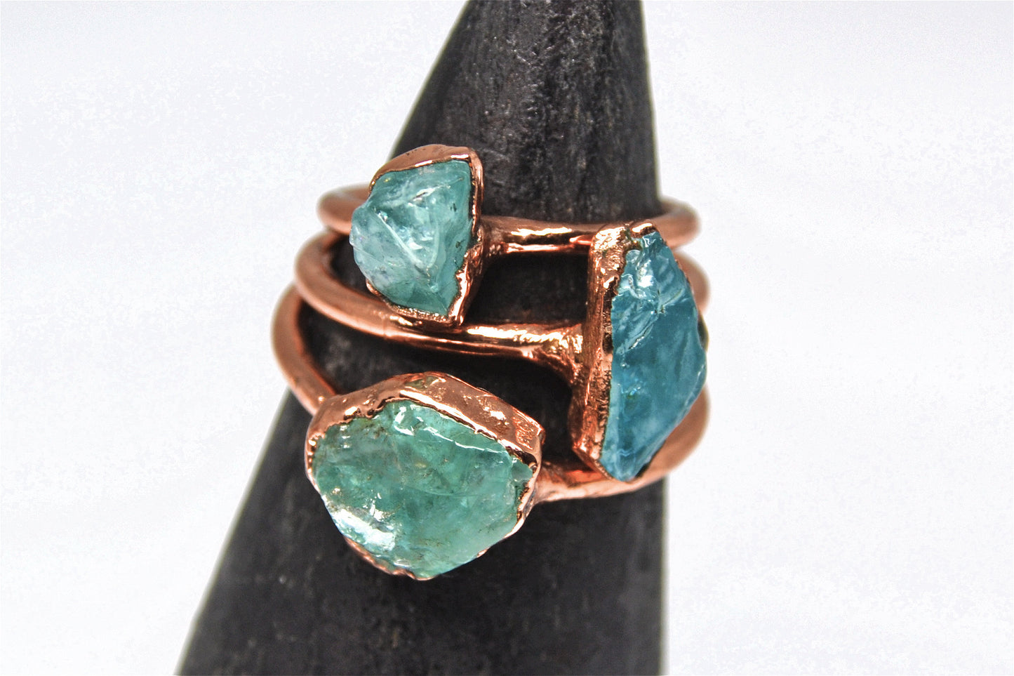 Raw Blue Apatite Ring | Rough Apatite Ring |