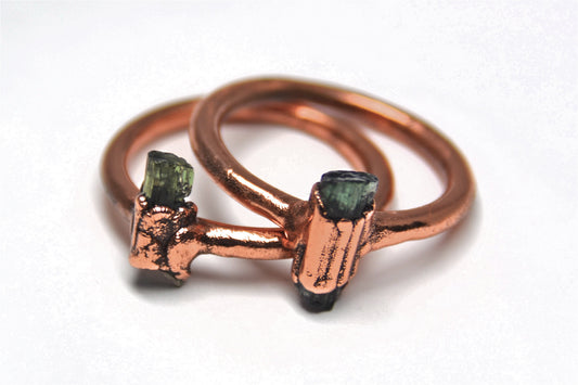 Raw Tourmaline Ring | Raw Green Tourmaline Ring | Stacking Ring