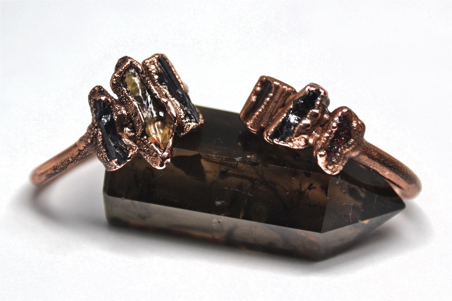 Multi Stone Tourmaline Copper Ring || Raw Stone Tourmaline Ring