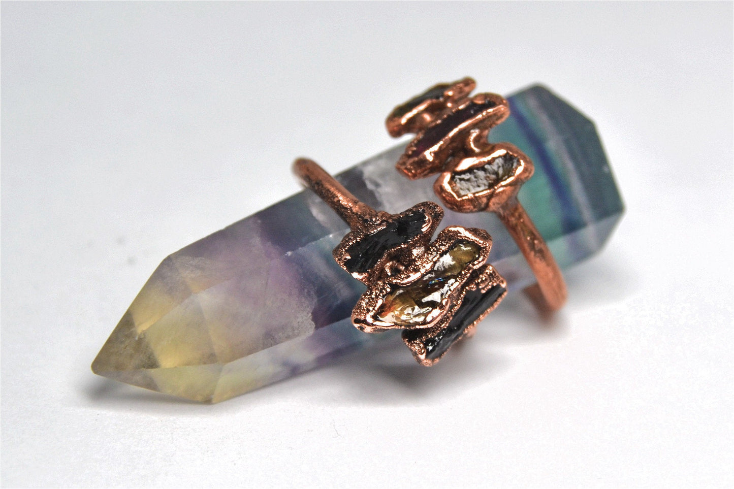 Multi Stone Tourmaline Copper Ring || Raw Stone Tourmaline Ring