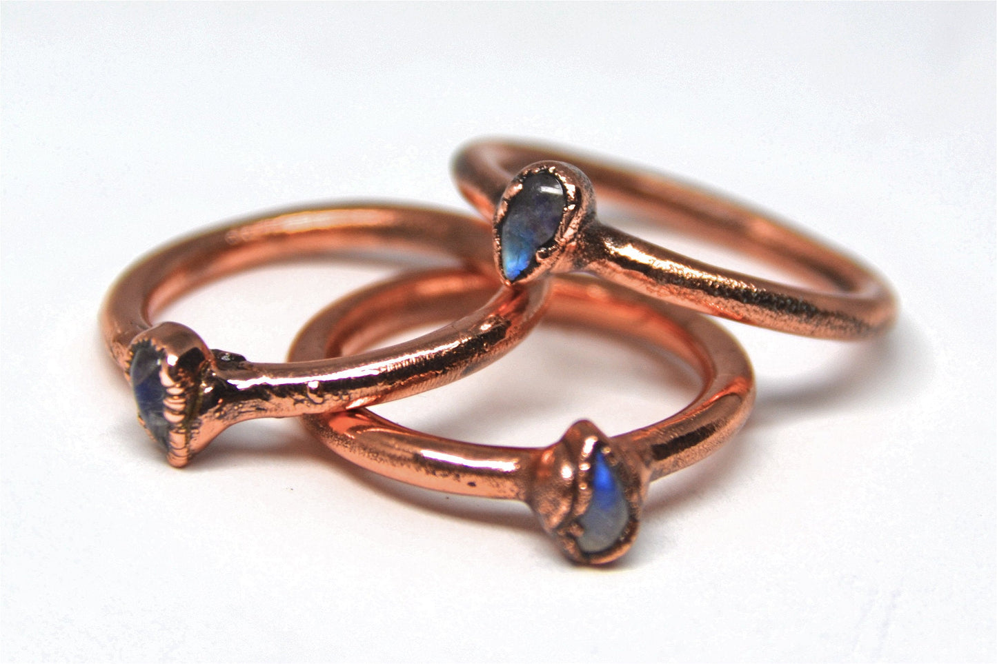 Dainty Teardrop Moonstone Ring Copper || June Birthstone