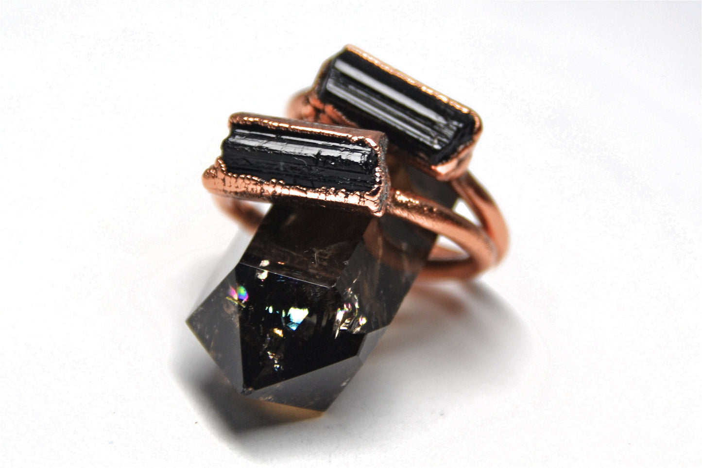 Grounding Black Tourmaline Bar Ring Copper