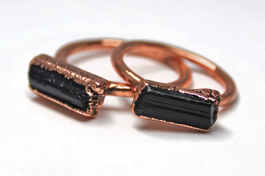 Grounding Black Tourmaline Bar Ring Copper