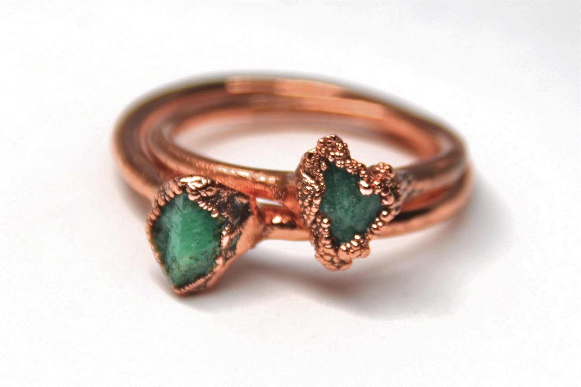 Copper Raw Emerald Ring May Birthstone