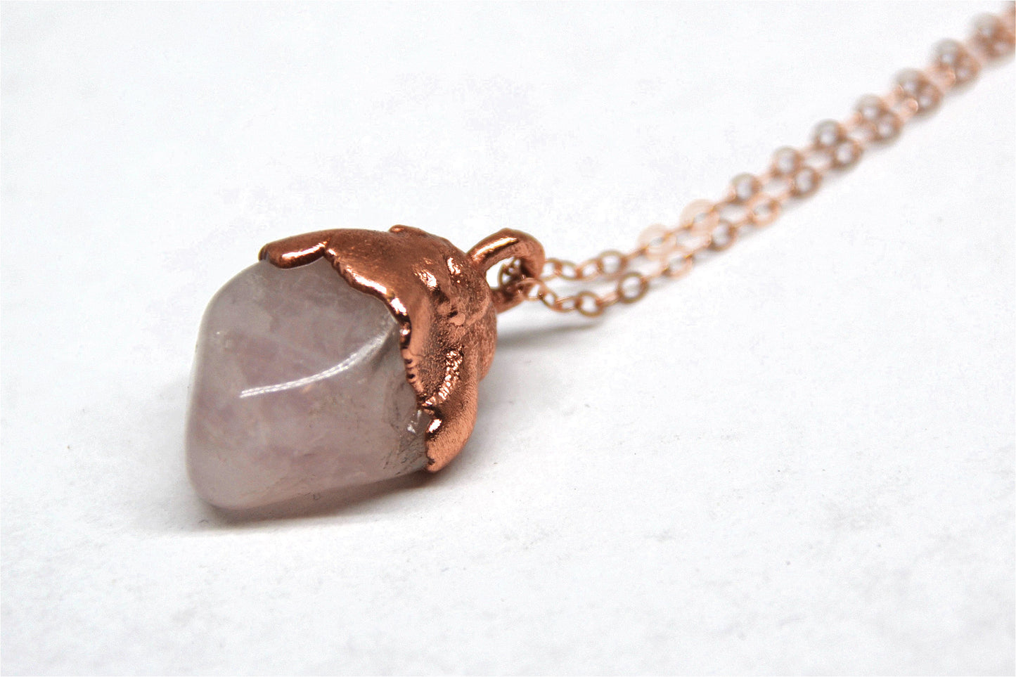 Rose Quartz Necklace Copper & 14K Rose Gold | Love Stone
