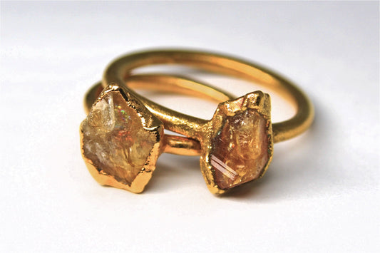 Gold Raw Citrine Ring || November Birthstone