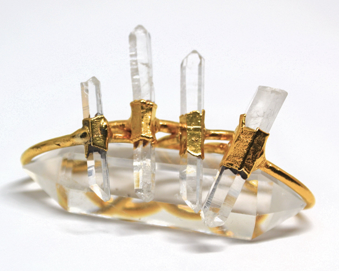 Gold Raw Clear Quartz || April Birthstone