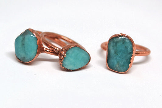 Blue Amazonite Copper Ring