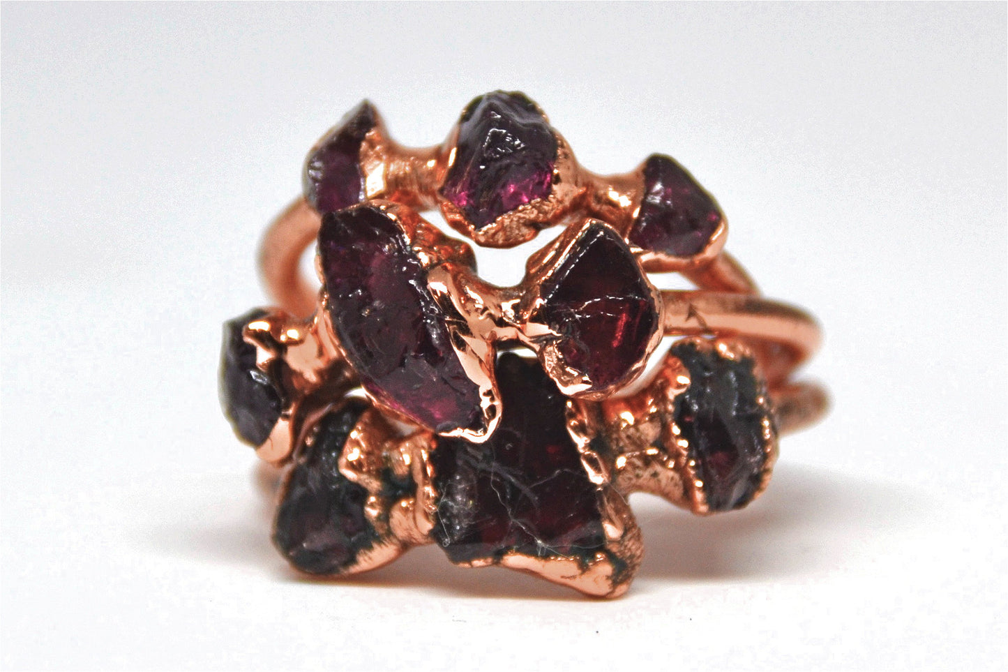 Multi-Stone Garnet Ring| Raw Garnet Ring January Birthstone Ring|