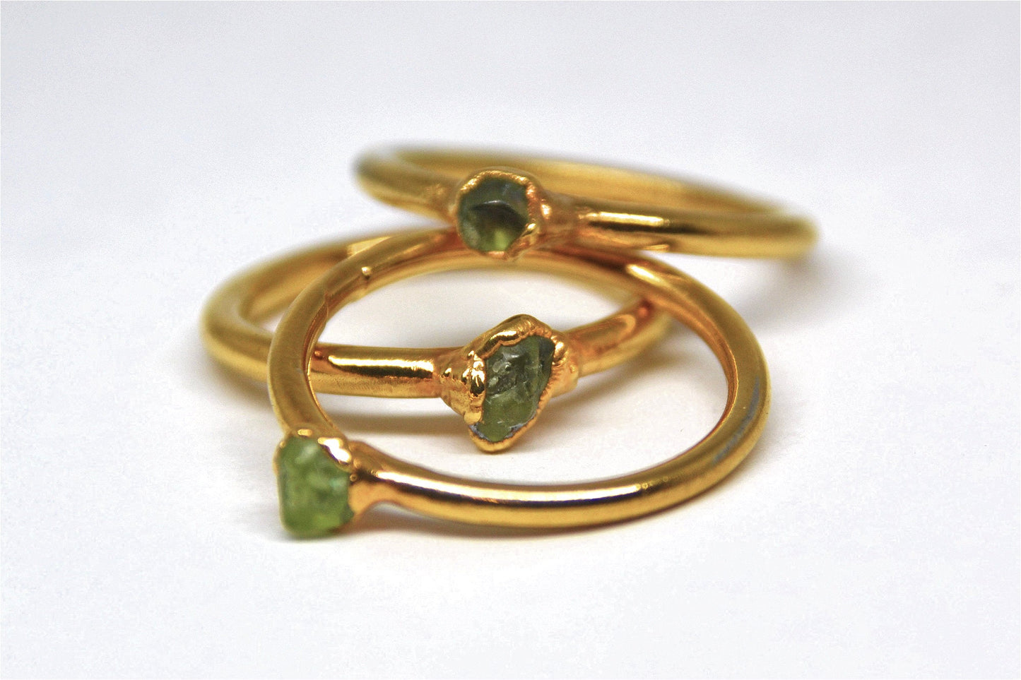 Gold Raw Peridot Ring|  August Ring| Raw Stone Ring |