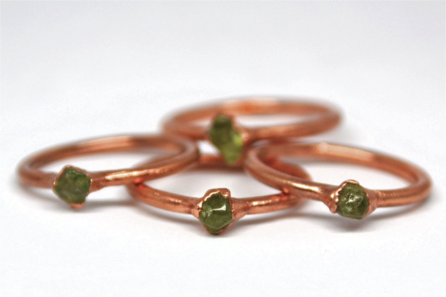 Dainty Copper Peridot Ring || August Birthstone Ring