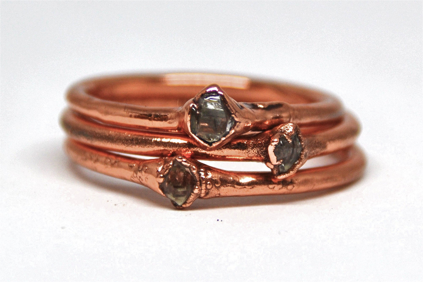 Copper Baby Herkimer Diamond Ring || April Birthstone