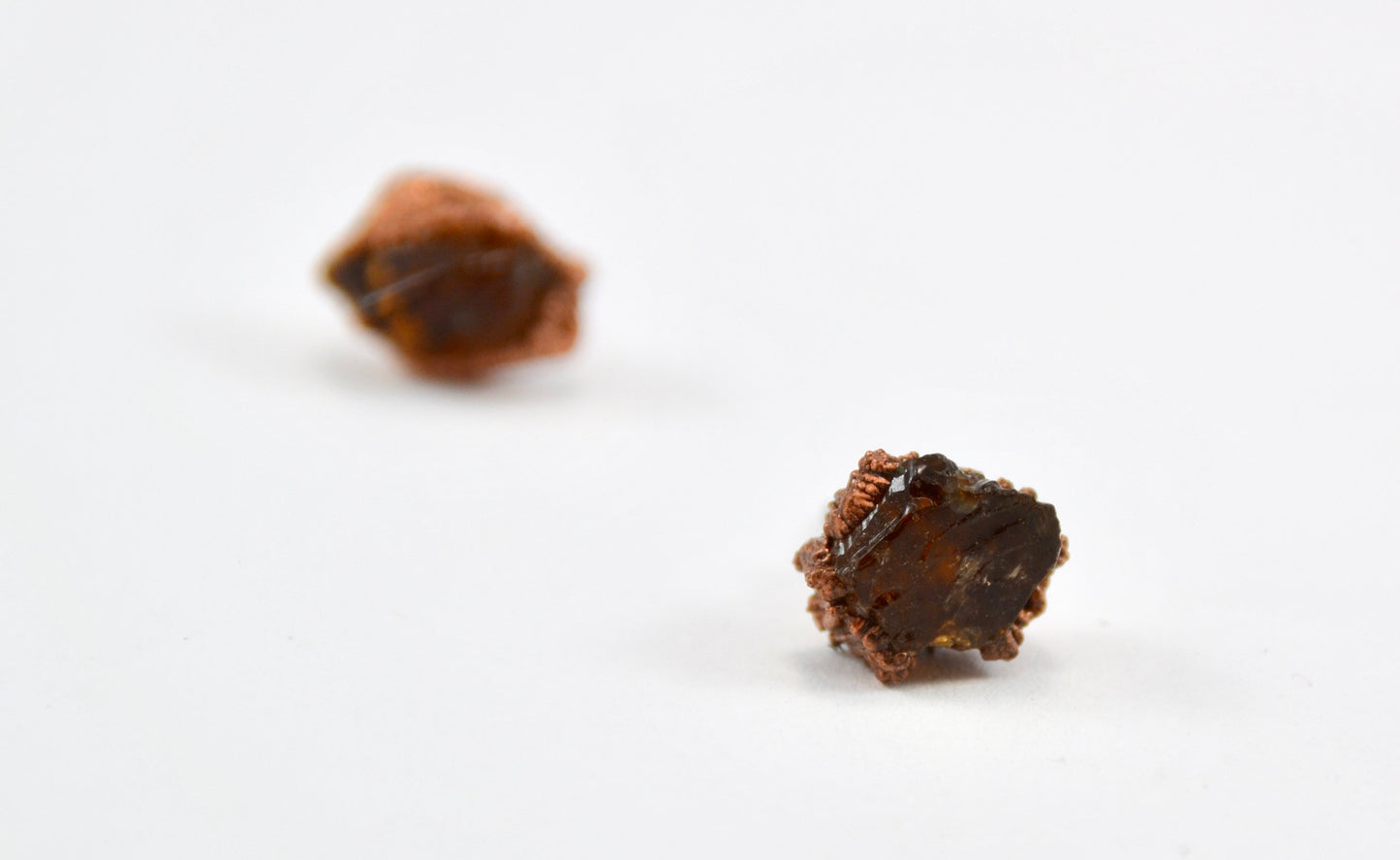 Raw Citrine Crystal Studs | Crystal Earrings | Copper Citrine Studs |