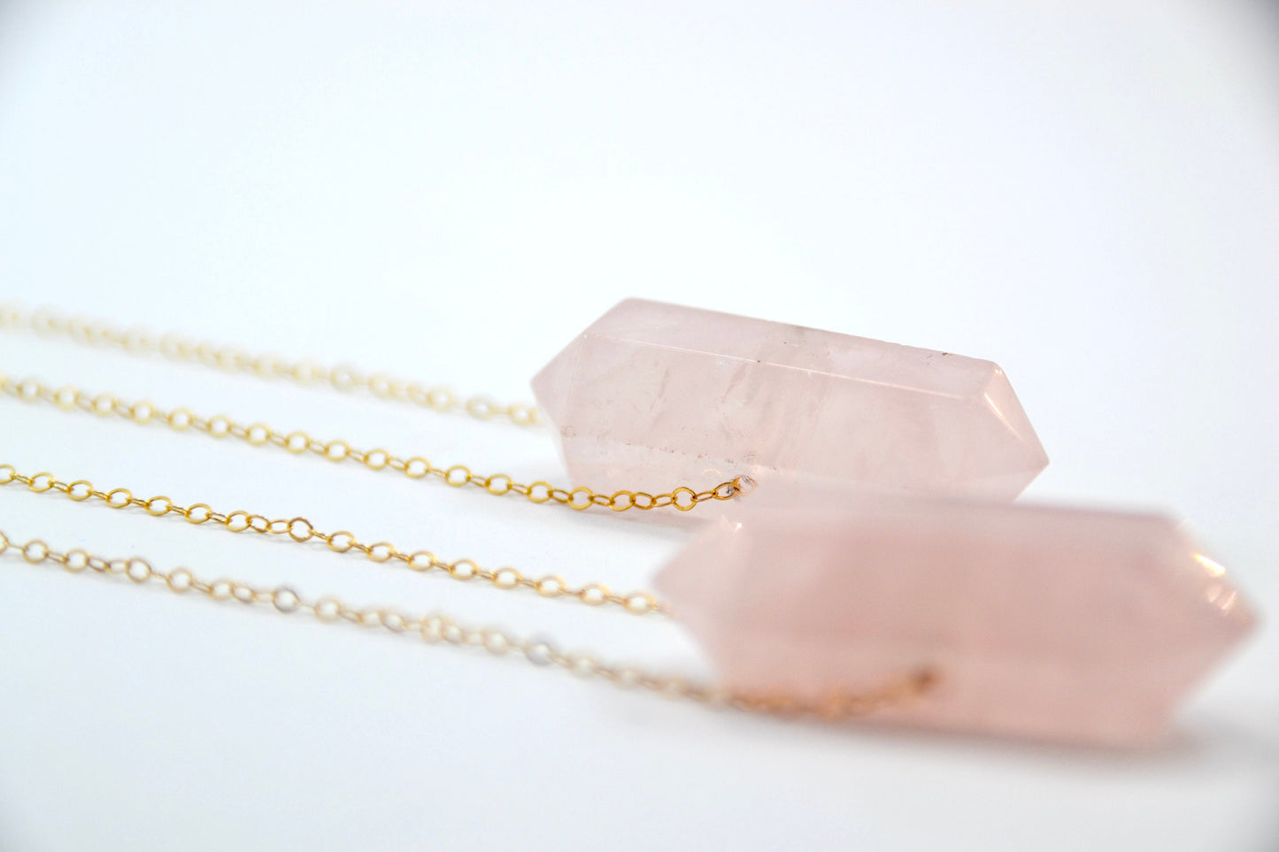 Gold Filled Rose Quartz Point Necklace || Love Necklace
