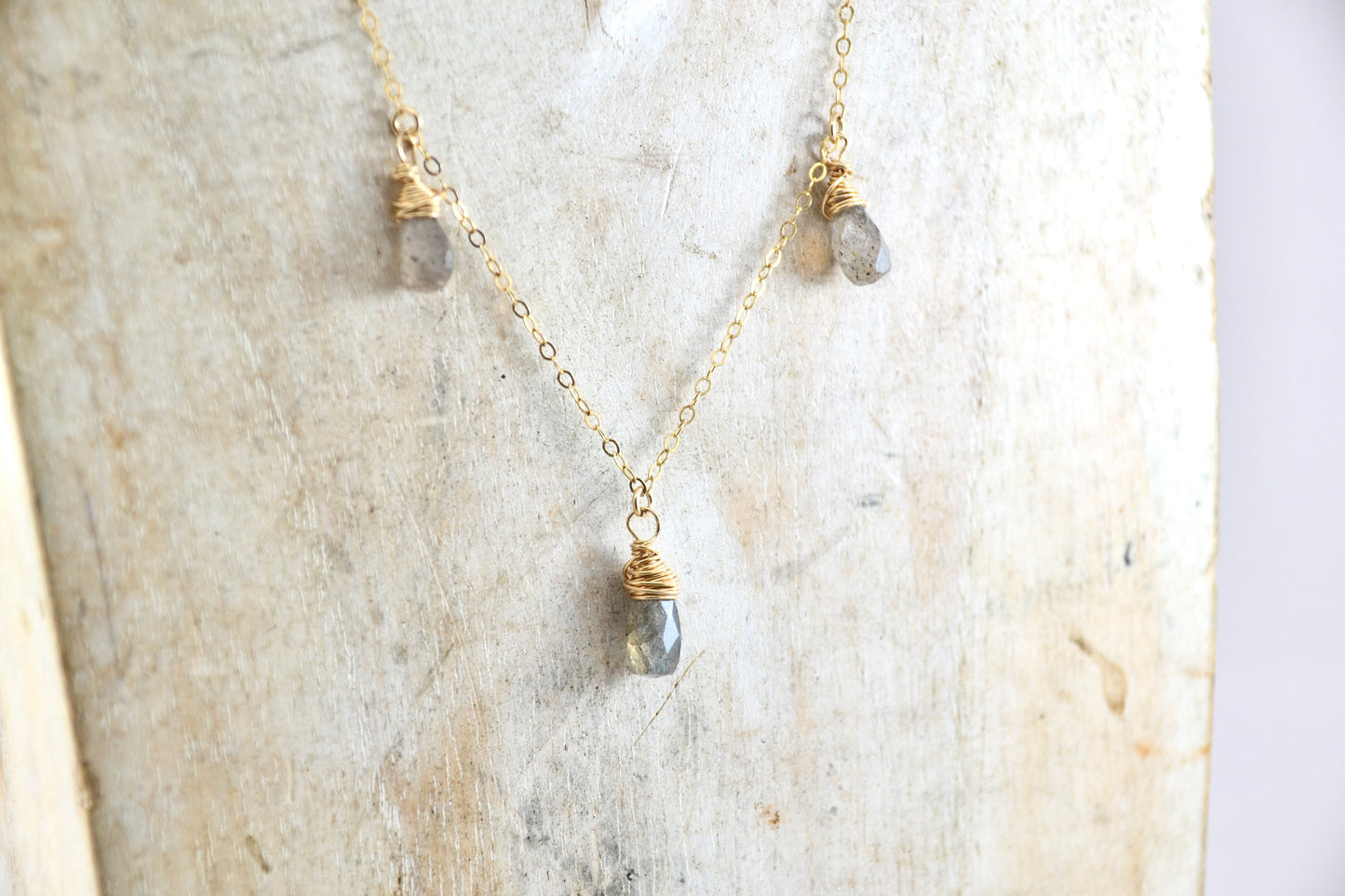 Faceted Labradorite Rain Drop Necklace | 14-K Gold Filled