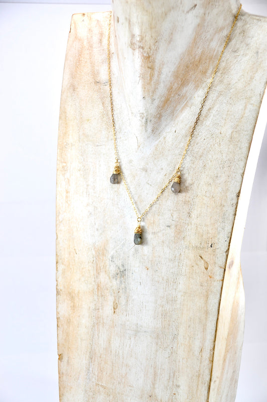 Faceted Labradorite Rain Drop Necklace | 14-K Gold Filled